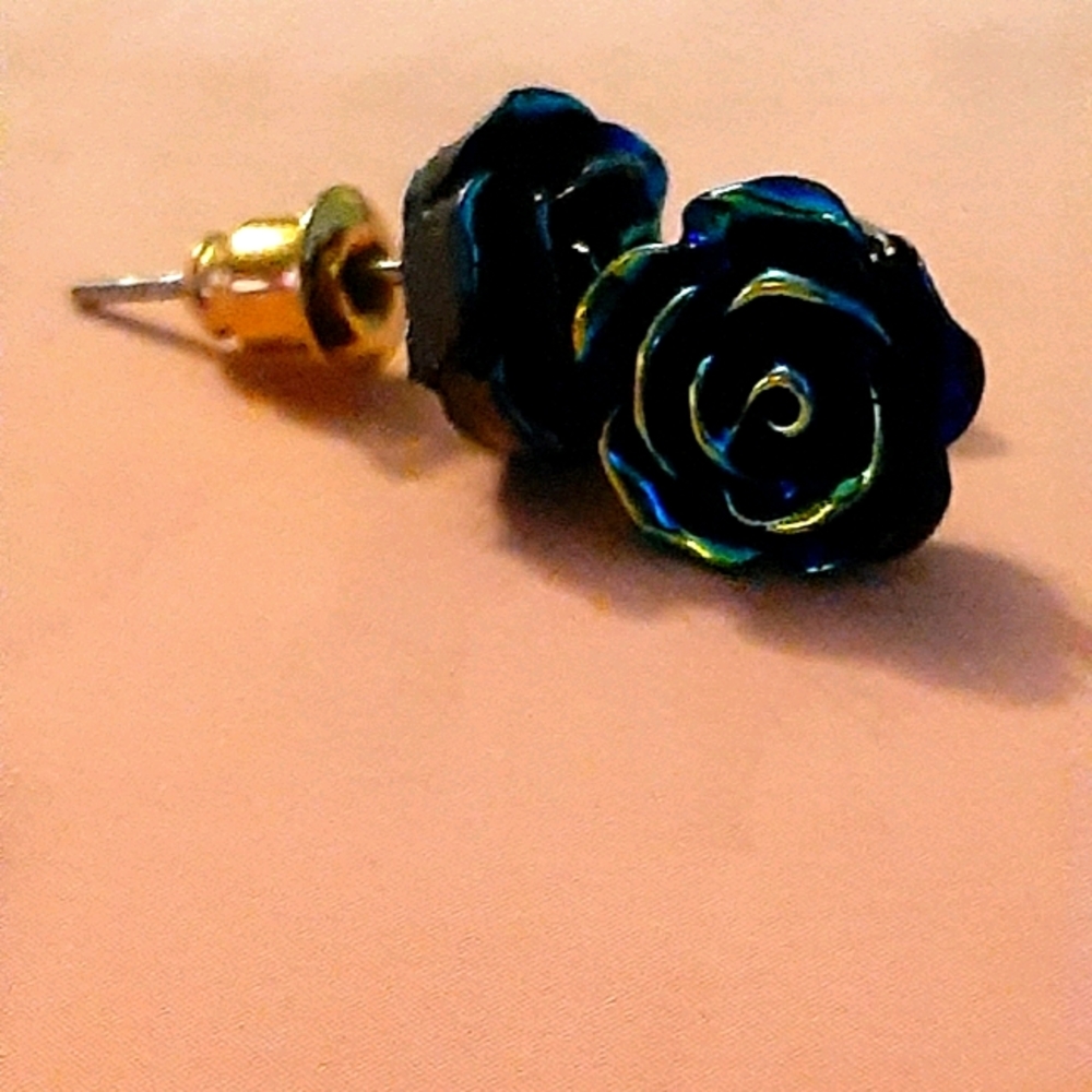 Iridescent Small Rose Post Earrings